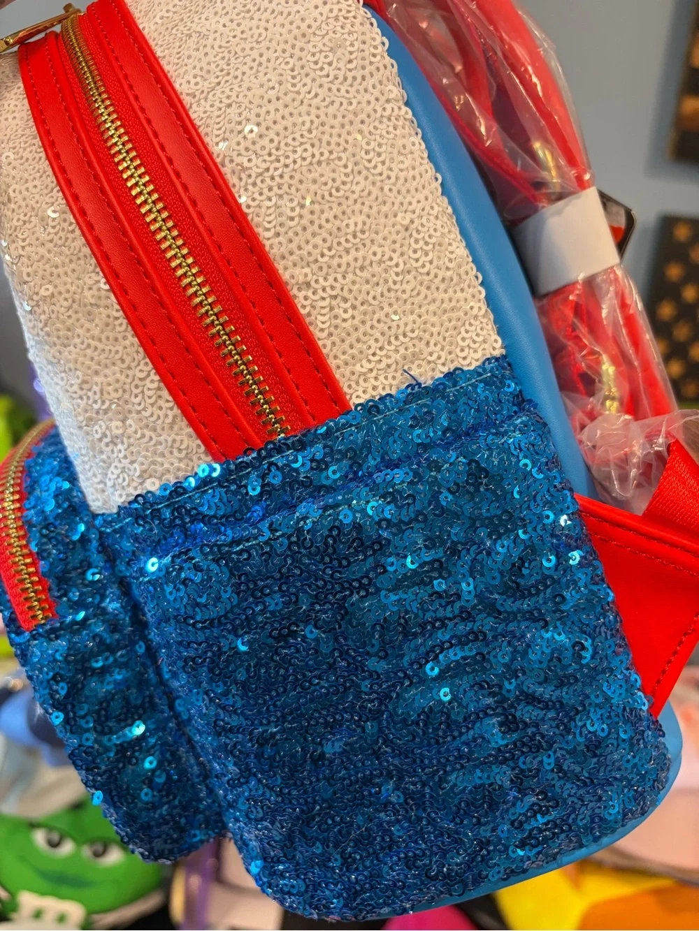 Loungefly Hello Kitty Sequin Mini Backpack - White, Blue & Red